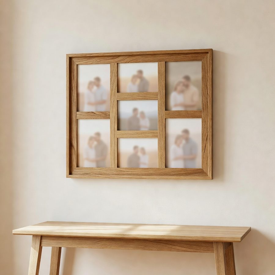 Multirám na 3–6 foto — Jeden rám, viacero fotografií. Mriežka s prehľadným rozostavením.